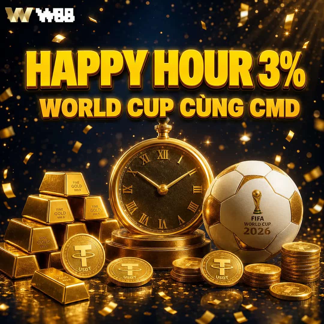 HAPPY HOUR WORLD CUP 2026 – NHẬN THƯỞNG 3% CÙNG CMD